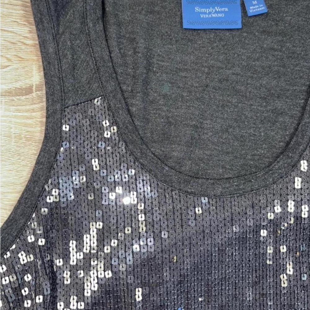 Simply Vera Vera Wang Charcoal Sequin Tank Top